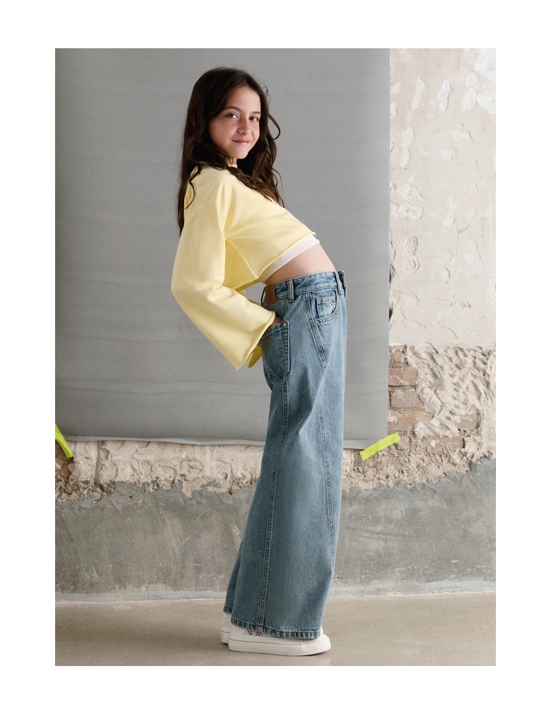 Pantalón largo tejano wide leg