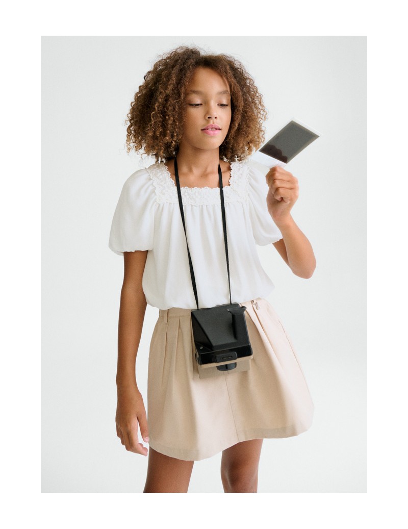 Falda pantalón plana gabardina