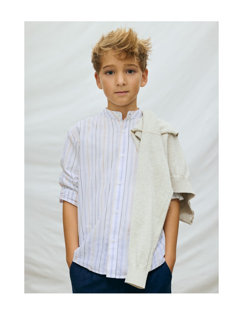 Camisa m/l cuello mao